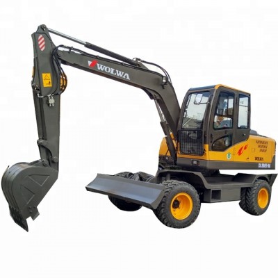 Popular 8 ton China Mini Excavator Wheel Digger with A/C cabin and outrigger