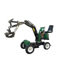 Mini Wheel Walking Backhoe Loader Excavator Trencher with Log Grapple for Construction Machinery