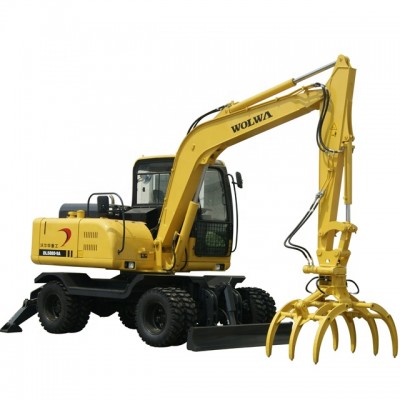 Chinese small backhoe excavator 8 ton with sugar cane grapple grabber and one free bucket